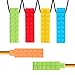 Produktbild Zahnen Halskette, Yuccer 4 Packung Halskette Kauen und 2 Packung Bleistift Topper Baby Teether Spielzeug für Autismus (Blau + Gelb + Grün + Rot + Orange)