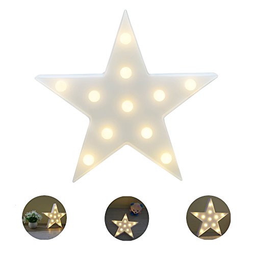 Wefond Decorativo LED Luz Tropical Lámpara de escritorio Marquee Sign Luz de la batería de pared de la decoración de los niños luz de la noche de la habitación (Estrella)