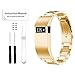 Produktbild Altsommer Armband 18mm für Fitbit Charge HR Luxus Zubehör Edelstahl mit Hollow Edelstahl Armbände,Sportarmband Band Strap Ersatzarmband Uhrenarmband mit Werkzeug für Damen Herren (Gold)