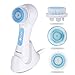 KINGDOMCARES Ultrasonic Facial Cleansing Brush Sonic Cleansing System Electric Face Skin Cleanser Exfoliator Appliance Makeup Blackhead Remover Microdermabrasion Rechargeable Waterproof face Brush Massager with 3 Speeds 2 Brush Heads Blue