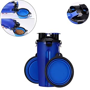 TOPAUP Botellas de Agua para Perro, portables, 2 en 1, con Cuencos Plegables, Multifuncional, para Perro, Gato, Mascota, Cachorro, Viaje, dispensador de Agua, Taza para Exteriores