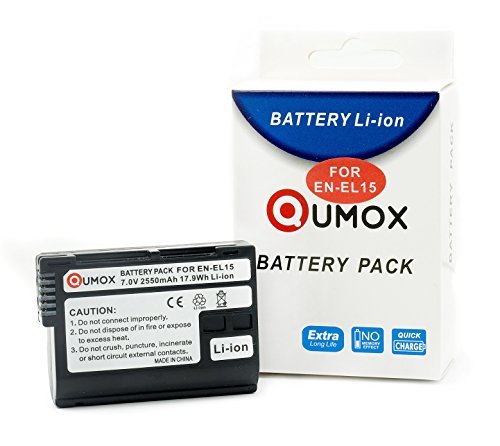 QUMOX Batterie Li-Ion EN-EL15 2550 mAh 7 0V pour Nikon D500 D7000 D7100 D600 D610 D750 D810 D800 D800E 1 V1 DSLR reviews QUMOX Batterie Li-Ion EN-EL15 2550 mAh 7 0V pour Nikon D500 D7000 D7100 D600 D610 D750 D810 D800 D800E 1 V1 DSLR