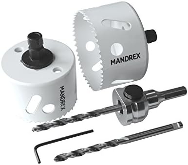 Mandrex Mxqs Starter Kit 5 Mxqs Shank and HSS M42 BI-METAL HOLE SAW Diameter 73 and 83 mm