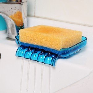 MUMENG Kreative Wasserfall Seifenkiste Bad Saugnapf Seifenschale blau