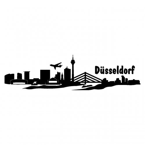 Autoaufkleber Düsseldorf Aufkleber Skyline in 8 Größen und 25 Farben (20x5,1cm schwarz)