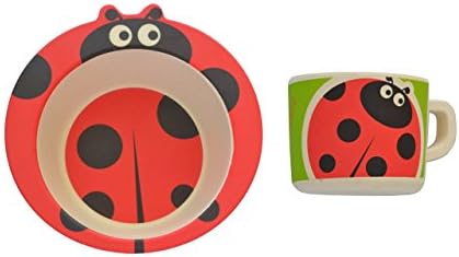 Kids Bowl & Cup Bundle – Made from Bamboo Fibre in Ladybird Design by Mini Mumbler® | Tableware | Dinnerware | Mealtimes | Weaning | Eco-Friendly