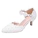 Produktbild YEARNLY Brautschuhe Damen Weiße Spitze Hochzeit Schuhe Bequeme High Heel Pumpe - Abendgesellschaft Prom Mary Jane Brautjungfern Sandalen
