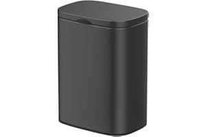 WENKO Poubelle Sare Murale | 5 litres | Fermeture Automatique | Montage sans Perçage TURBOLOC® ou vis | Seau intérieur Amovible Inclus | Compacte et Élégante | 21,5x29,5x19cm | INOX Noir Mat