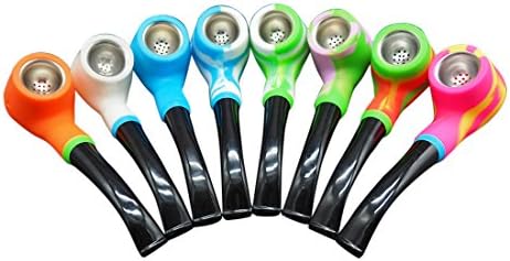 Gentcy Silicone Smoking Glass Water Pipes Rubber Tobacco Smoking Pipe with Metal Screen 1pcs