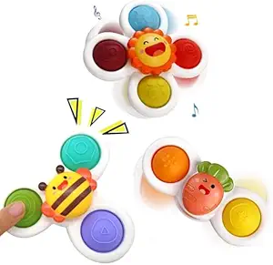 PATPAT Baby Toys ,3Pcs Bath Toys for Kids 1 2 Year Old, Suction Cup Toy, Sensory Toy Learning Toy Birthday Gifts for Girls Boys