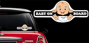 BIG FLAG 3D Embossed Baby in Car Styling Stickers Safety Warning Car Sticker Pack of 1 (Peeping Baby)