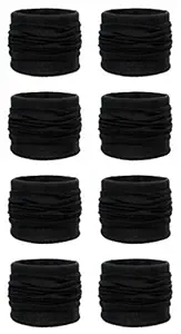 VT VIRTUE TRADERS Unisex Polyester Bandana Bikers Motorcycle Riding Neck Face Mask Protection Tube Head (Black, Pack of 8 Pcs)