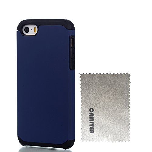 Coque iPhone 5 5S, Camiter bleu marin Coque Etui Housse Antichoc Militaire Heavy Duty Shock Proof Survivor Meilleur de protection double résistant pour Apple iPhone 5 /5S /SE + chiffon de nettoyage gratuit