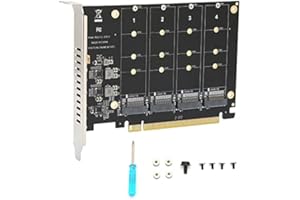 SXHLSELLER M.2 PCIE Adapter Card, 4 Port NVMe SSD to PCIE X16 M Key Converter (ph44) Expansion Card