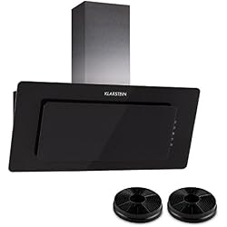 Klarstein Lorea 90 hotte aspirante avec filtre à charbon actif - Hotte aspirante murale, Max. 290 m³ / h, Mode recyclage, Commande tactile, éclairage LED, 3 niveaux de puissance, noir