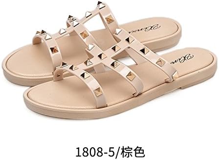 KPHY Fashion Slippers Summer Wear Beach Shoes Flat Bottomed Ladies Thick Bottom Cool Slippers.Forty Brown