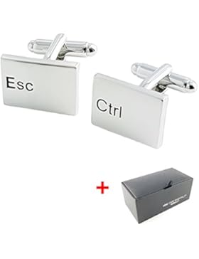Hochwertige Manschettenknöpfe aus Messing in edler Manschettenknopf-Box / Ctrl Esc Computer-Tastatur / Farbe silber...