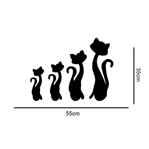 Walplus Spiegel Wall Art „Katzen Aufkleber Abnehmbare Wandbild Aufkleber Vinyl Home Dekoration DIY Living Schlafzimmer Décor Kids, Silber - 9