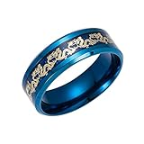 Blau, Größe 52 PAMTIER Blau Keltisches Titan Hartmetall Ring 8mm Herren Hochzeitsband Poliert Komfort Passform Größe 52 (16.6)