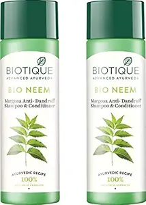 Biotique Bio Neem Margosa Anti-dandruff Shampoo and Conditioner- Pack of 2 (380 ml)