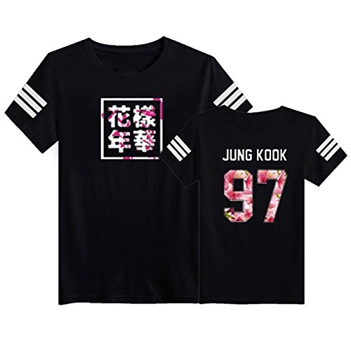 SERAPHY Camiseta Unisex KPOP BTS Camiseta Estampada Bangtan Boys BTS Young Forever Bloom Floral Suga Jin Jimin Jung Kook J-Hope Rap-Monster V negro-97 M