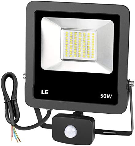 LE Security Lights with Motion Sensor, 50W Daylight PIR Sensor Floodlight, Replace 150W HPS Light, IP65 Water-Resistant…