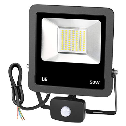 LE Security Lights with Motion Sensor, 50W Daylight PIR Sensor Floodlight, Replace 150W HPS Light, IP65 Water-Resistant…