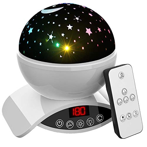Amouhom Upgrade Star Light Projector, Remote Control Colourful Rotating Night Lamp with USB Charging, Best Gift for Kids.(White)