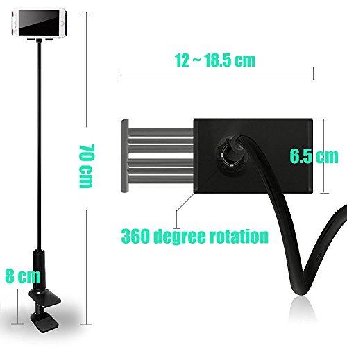 myarmor Schwanenhals iPhone iPad Stand Handy Tablet Halterung lange Bolt Klemme mit Halterung für Tablet oder Handy Geräte 10,2–26,9 cm 360 Grad drehbar Flexibler Arm - 2