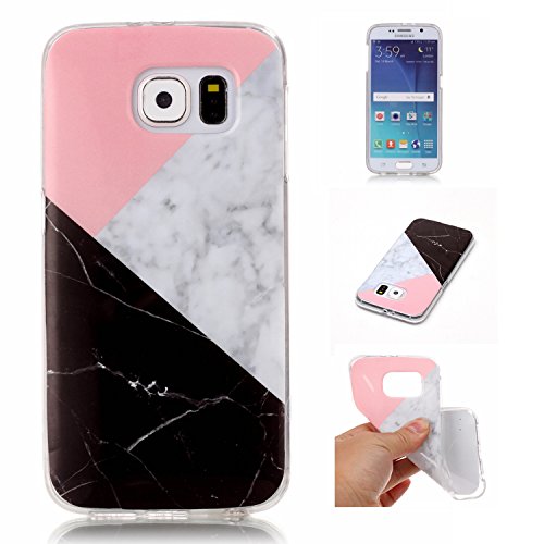 Cozy Hut Für Samsung Galaxy S6 Handyhülle mit Marmor / Marble Design(schwarz / Pink und weiß) | Handytasche | | Schale | | Hülle | | Case | Handy-etui | TPU-Bumper | Soft Case | Schutzhülle Cover für den optimalen Schutz ihres Samsung Galaxy S6 (5,1 Zoll) - Dreifarbiger Marmor