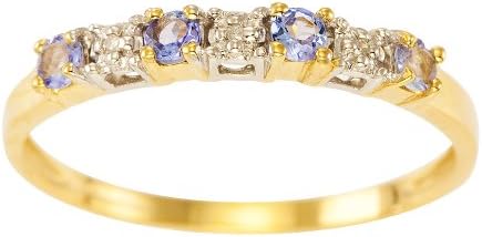 Kareco Eternity Ring, 9ct Yellow Gold Diamond and TanzaniteRing, Claw Set - Size N