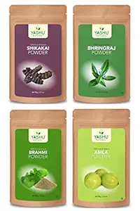YASHU Pure Shikakai Bhringraj Brahmi Amla Organic Powder for Hair & Scalp | Anti-Dandruff Combo | For Men & Women (400g)