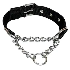 RvPaws Dog Choke Pet Nylon Half Chain Collar Half Choker Metal Dogs Collars for Small Dogs (Black, 0.75 Inch)