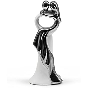 FeinKnick Paar Skulptur Silber 28cm - Moderne Liebesfigur Als Deko & Geschenk