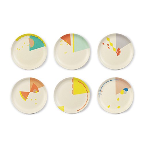 Preisvergleich Produktbild Bambus Kuchenteller Grafikmuster 6er Set