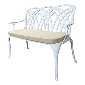 Lazy Susan - APRIL Gartenbank aus Aluminium, Weiß (Beiges Kissen