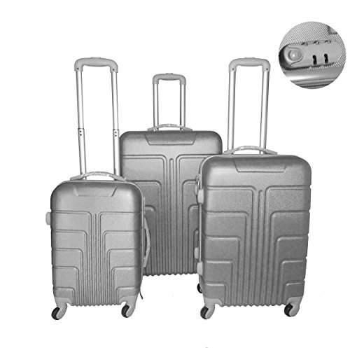 FORHOME JUEGO DE 3 MALETAS RIGIDAS CON 4 RUEDAS EN GRIS ESPACIAL