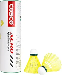 Cosco AERO No. 777 Nylon Shuttle cock (yellow) nylon base. Set of 6 Cock.