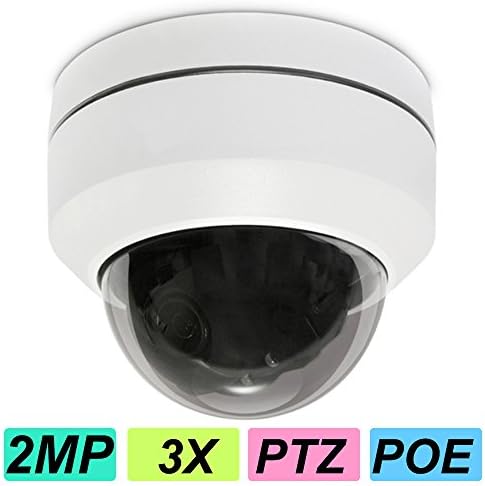 IMPORX PTZ IP Camera,2MP 1080P CCTV Mini Dome Camera with POE,3X Optical Zoom,20M IR Night Vision,Support ONVIF and Pan/Tilt,IP66 Waterproof Outdoor Aluminum Security Camera