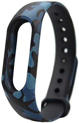 Yins Camouflage Silicone Wrist Strap + Screen Thin Protective Film Sets, Smart Bracelet Spare/Replacement Smartband for Xiaomi Mi band 2 - Camo Dark Blue