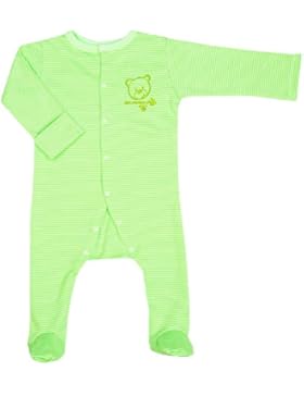 Milo & Malo Babystrampler Langarmstrampler / Schlafanzug in der Farbe GRÜN-WEIß - Größe 56, 62 und 68