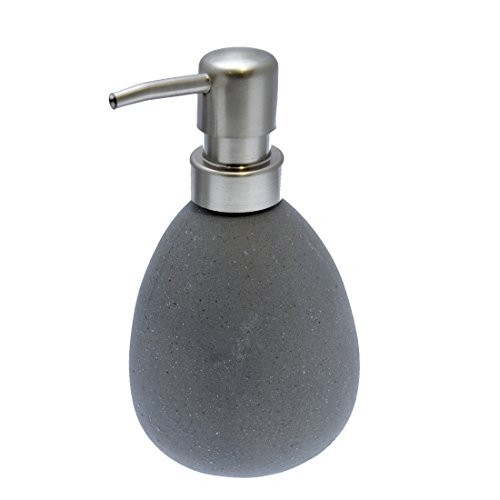Carpemodo Seifenspender, Lotionspender Pumpspender / Polyresin mit Sandstein Optik / Anthrazit / asymmetrisch oval / Größe: ca. 9x15,5 cm / Kollektion "Andy"
