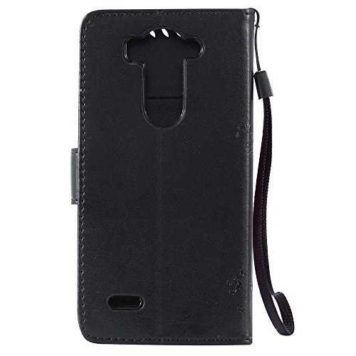 C-Super Mall-UK LG G3mini/G3s hülle: Geprägte Baum Katzen-Schmetterlings-Muster PU-Leder-Mappen-Standplatz -Schlag-hülle für LG G3mini/G3s(schwarz) - 2