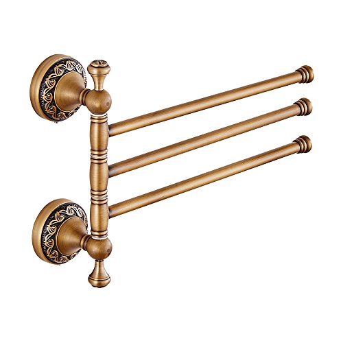 Weare Home Antik Bronze finished Messing Wandmontag Wandhalterung Bohren 3 Arme Handtuchstange Handtuchhalter Beweglich Drehen Retro Vintage Antik Stil für Badezimmer