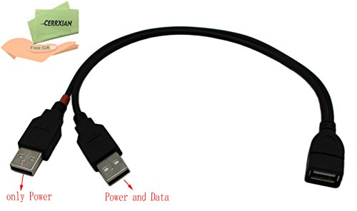 USB 2.0 Verlängerung Kabel – cerrxian 30 cm USB 2.0 A Power Enhancer Y Splitter Hub Adapter Kabel, 1 Buchse auf 2 Stecker Daten laden Kabel Verlängerungskabel (USB f-2 m)