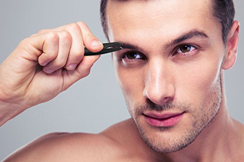 K-Pro Pinzette zum Augenbrauen zupfen aus Edelstahl mit schräger Spitze (Schwarz) - 3