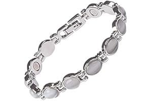 HELENA ROSE JEWELLERY Helena Rose Ladies Magnetic Bracelet for Women - Semi Precious Grey Luminous Cats Eye Stones - Fits Wrists Up To 17.5cm Fully Adjustable Size - Presented in a Jewellery Gift Box