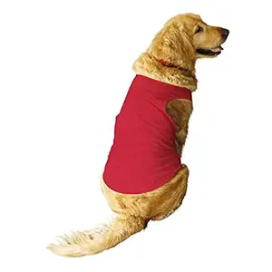Ruse Pet Solid Round Neck Sleeveless Vest Tank T-Shirt/Tees for Dog (Poppy Red, Large)