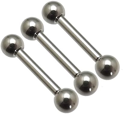 Pack of 3 Barbell Tongue Piercing 1.6 mm Surgical Steel with Ball Sizes Size:1,6 x 16 x 6 mm