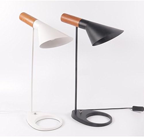 SSDA LED Desk Lamp Simple Modern Art Wood Grain Black White Small Table Lamp Up And Down To Adjust The Bedroom Bedside Lamp Eye Led Table Lamp (Color : White)